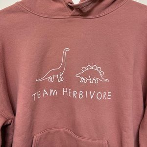 Dusty Pink “Team Herbivore” Dinosaur Hoodie Size S